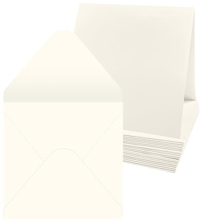 20 Set 6x6 inch Elfenbein Blanko Karten mit Briefumschläge, 100gsm Umschläge 300gsm Faltkarten für Grußkarten, Einladung, Geburtstagskarten, Dankeskarten - 15,2 x 15,2 cm