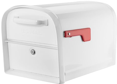 Architectural MAILBOXES 6300W-10 Oasis 360 Briefkasten, Weiß | Verzinkte Stahlkonstruktion mit einem sicheren Stahl-Nockenschloss, zwei Zugangstüren und Trichter-Liefertür. USPS genehmigt.