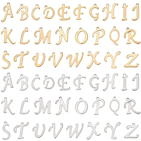 UNICRAFTALE Alphabet-Charm-Anhänger aus Edelstahl, A-Z, hypoallergen, für DIY-Schmuckherstellung, 2 Farben