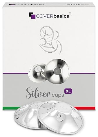 COVERbasics Silberhütchen Stillen (SilverCups) Stillhütchen aus Silber zum Schutz empfindlicher Brustwarzen, Medizinprodukt dermatologisch getestet (XL)