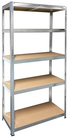 Schulte Schwerlastregal mit 5 MDF Böden, 180x90x40 cm (HxBxT), Traglast pro Ebene 175 Kg, verzinkt, Lagerregal, Kellerregal, Werkstattregal, Steckregal