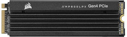 Corsair MP600 PRO LPX 2TB M.2 PCIe Gen4 NVMe SSD – Bis zu 7100MB/s Sequenzielle Lesegeschwindigkeit, 6,800MB/sec Sequenzielle Schreibgeschwindigkeit, 3D TLC NAND, M.2 2280, Optimiert für PS5 – Schwarz