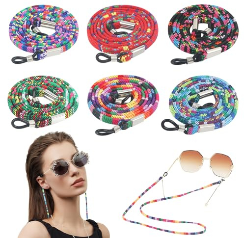 WYTNB 6 Stück Rutschfeste Brillenkette Brillenhalter Halter, Soft Sport Brillenschnur für Lesesport und Myopia Sportbrille