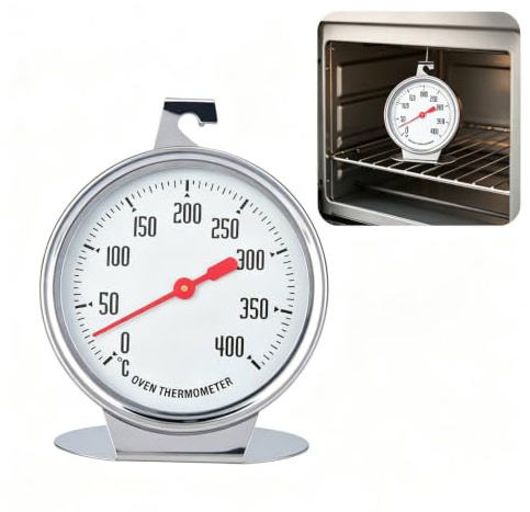 Ofenthermometer Edelstahl, Thermometer Für Elektroherd, Backofenthermometer 400 Grad Rostfrei, Zum Aufhängen Und Hinstellen Backofen Grillthermometer, Oven Thermometers Durchmesser - 7 Cm