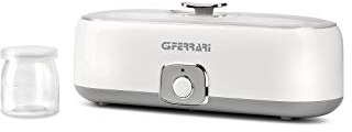 G3 Ferrari G10133 Joghurtbereiter Fermento 4, 20W, 4 Glasbehälter je 180 ml, transparenter Deckel mit Griff, Weiß