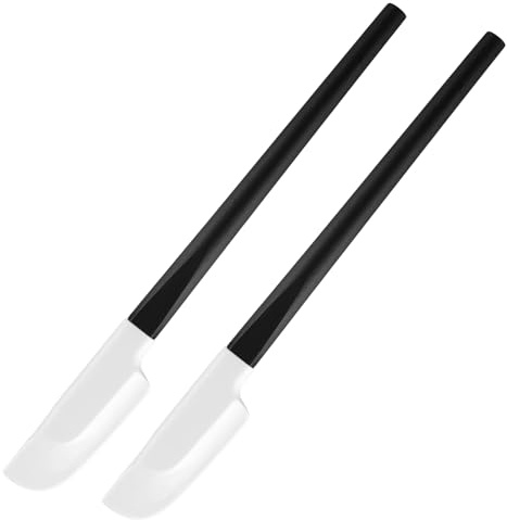 2 Stück Silikon Spatel,Silikon Teigschaber Küche,Silikonspachtel mit Holzgriff,Klein Schmal Küche Silicone Löffel Kochen,Silicone Schaber Klein Schmal,für Backen Mischen Kochen Rührwerkzeuge-Schwarz