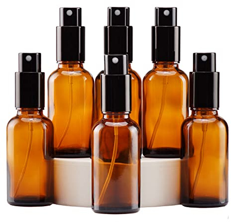 YIZHAO Braun Sprühflasche Glas 30ml, Sprühflasche Klein Glas mit [Zerstäuber], für Ätherisches Öle,Kosmetik, Apotheker, Reinigung,Aromatherapie, Massage, Haare – 6Pcs