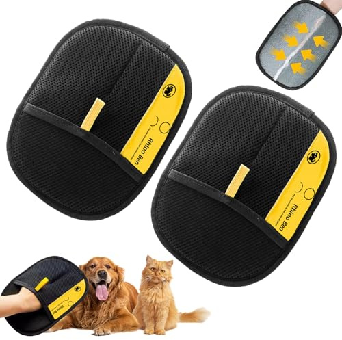 Sykrawki 2 Stück Doppelseitige Fellpflegehandschuh für Pets, Antistatische Handschuhe für Katzen und Hunde, zum Waschen, Hair Removal, Fellpflege, tierhaarentferner