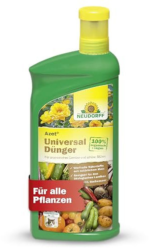 Neudorff Azet UniversalDünger – 100% natürlicher Bio Dünger für alle Pflanzen fördert kräftiges Wachstum, reiche Ernte und üppige Blütenbildung, 1 Liter