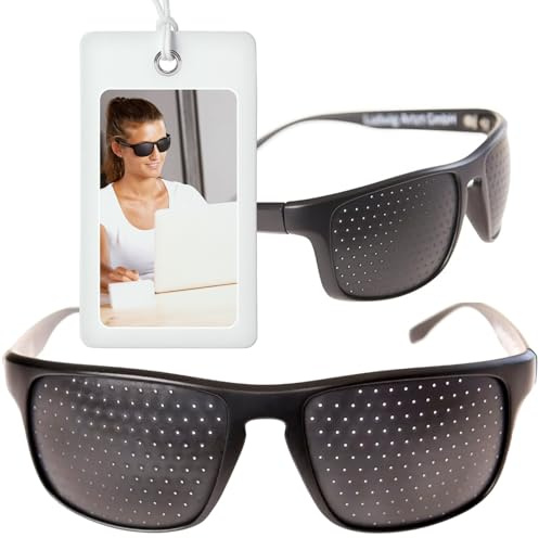 ARTZT neuro Rasterbrille | komfortable Lochbrille für Augentraining | Ideal für Neuroathletiktraining | Alltag Rasterbrille, beim Lesen, Arbeit am PC| Lochrasterbrille Schwarz, 14,5 x 14,5 x 5 cm