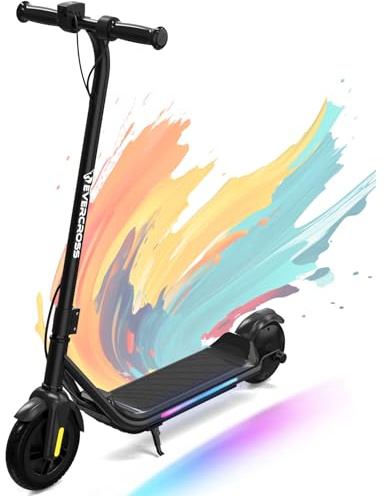 EVERCROSS E6 Elektroroller für Kinder, 7 Leichter E-Scooter für 6-12 Jahre, Elektroscooter mit Einer Reichweite von bis zu 20 km und 7-farbigen Lichtern, 3 Geschwindigkeitsmodi (8, 12, 16 km/h)