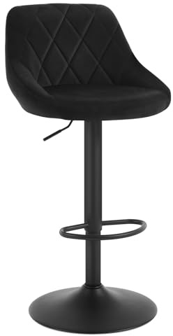 WOLTU 1er Barhocker Barstuhl, Gute gepolsterte Sitzfläche aus Samt, Höhenverstellbar, 360° Drehbar, Farbwahl, in Schwarz