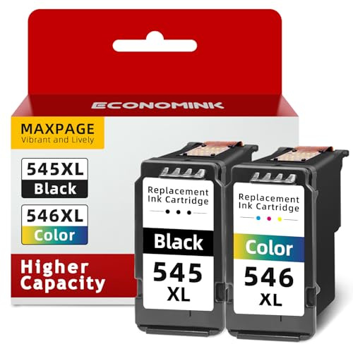 Economink 545 546 XL Multipack, Patronen 545 546 Kompatibel für Canon Druckerpatrone 545 546, PG-545XL Schwarz, CL-546XL Farbe. Geeignet für Canon PIXMA TS3300, TS3150, TS3350, TS3400, TS4500 Drucker.