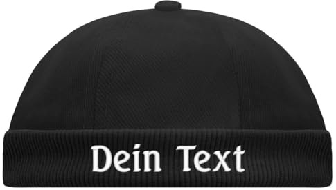Nashville print factory Biker Cap Bestickt mit Wunschtext – Docker Cap/Fischer Mütze personalisiert | Trucker Cap Stickerei Streetwear Geschenk Chef Cap (Schwarz)