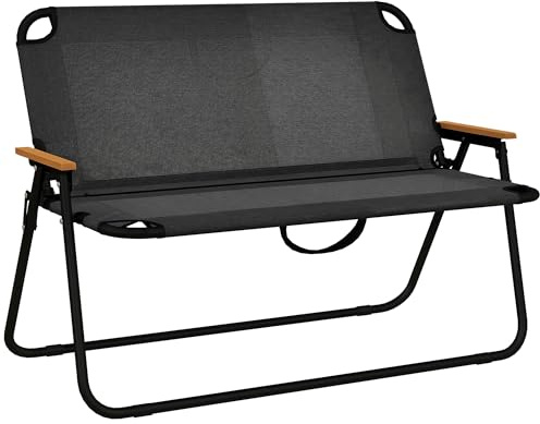 Outsunny 2-Sitzer Gartenbank, Sitzbank, Klappbare Campingbank, Klappbank bis 220 kg belastbar, für Camping, Terrasse, Mesh, Schwarz, 108 x 65 x 73 cm
