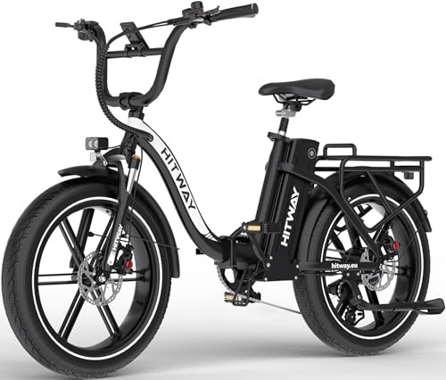 HITWAY 20 E Bike, bis zu 140 km Reichweite, 48V 18Ah, 4.0 Fat-Reifen | E-Bike Damen Herren, 7-Gang, 25 km/h, Hydraulikbremsen, Smart-App, 20×4.0 Fat-Reifen, Alu-Rahmen