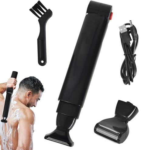 Rückenrasierer Herren Elektrisch, Körpertrimmer Herren, Haarschneider Körper Männer, Brust Trimmer, Rückenhaarentferner Faltbar, Haarschneidemaschine USB Aufladung