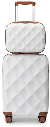 British Traveller Hartschalenkoffer Set mit Kosmetiktasche, Leichter Reisekoffer aus ABS+PC mit TSA-Schloss, 4 Rollen Koffer Trolley