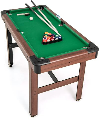 HOMASIS Mini Billardtisch, Billiard Tisch mit 2 Queues 2 Kreiden 16 Bällen Dreieck & Bürste, Tischbillard für Bar & Party, Pool-Billardtische Billard-Spiel für Kinder & Erwachsene, 122x61x76cm