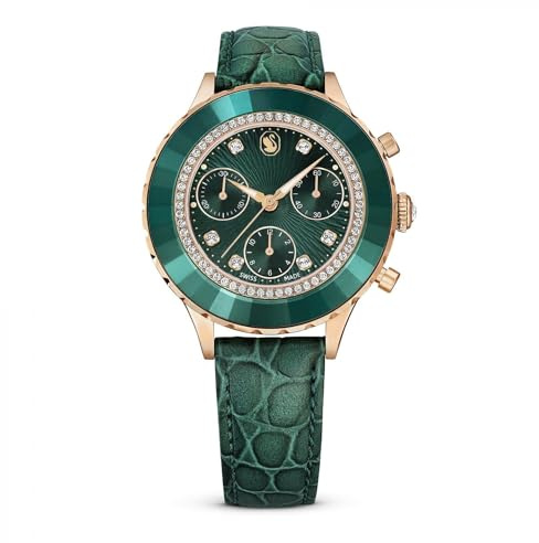 Swarovski Octea Chrono Kollektion Uhr, Swiss Made Chronograph with Roségoldtonfinish and Leather Strap