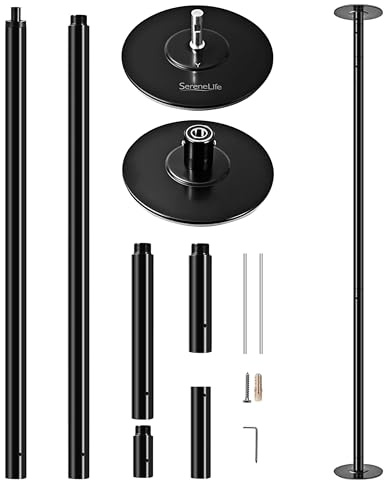 SereneLife Pole Dance Stange Indoor – Höhenverstellbar, Statisch & Rotierend, 204–274cm Turnstange Indoor für Zuhause – Robuster Stahl, Kein Bohren – Fitness Poledance Tanztraining – 280kg Traglast