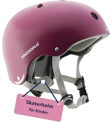 HUDORA Skaterhelm - Skateboard-Helm für Kinder, Jugendliche und Erwachsene - Hochwertiger Helm - ideal zum Skaten, Skateboarden, Scooterfahren und Fahrradfahren - Berry - Größe 51-55