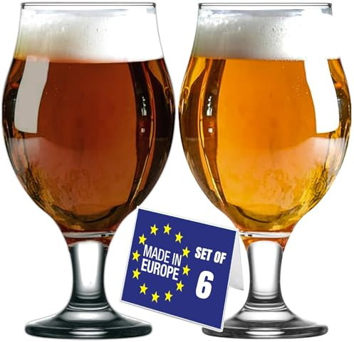 NORDIC SCHILLER Luxus Biergläser 6er Set 0,5L (Max 570ml) 100% BLEI FREI Pint Bierglas, Craft Beer Glasses, Bierkelche, Stielbierglas, IPA Bierverkostungsglas, Bierkelchglas, Belgischen Bier Gläser