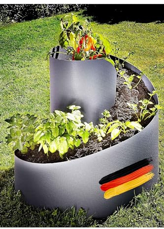 Novaliv Kräuterspirale Kunststoff I 80cmxØ80cm I Anthrazit I Kräuterbeet Erdbeerturm Kräuterschnecke groß Kräuterturm Pflanzenspirale Gewürzschnecke Blumenpyramide Pflanzenschnecke