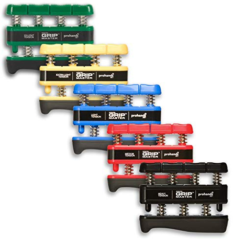PROHANDS Gripmaster Handtrainer, Fingertrainer (Handgriffstärker), federbelastet, Finger-Kolben-System, isoliert und trainiert jeden Finger