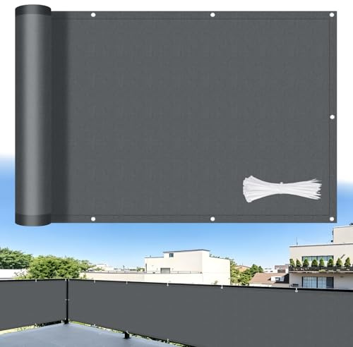 LOVE STORY Balkon Sichtschutz Wetterfester 90x200cm Balkonverkleidung Balkonabdeckung Balkonbespannung Blickdichte Windschutz und 95% UV-Schutz mit Kabelbinder, Anthrazit