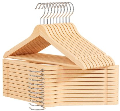 OGIVO Kleiderbügel Holz – 20er Set Holzbügel Bügel aus Holz für Ihre Garderobe – 360° drehbarer Haken – Einkerbungen an den Schultern – Hangers Clothes (Natur)