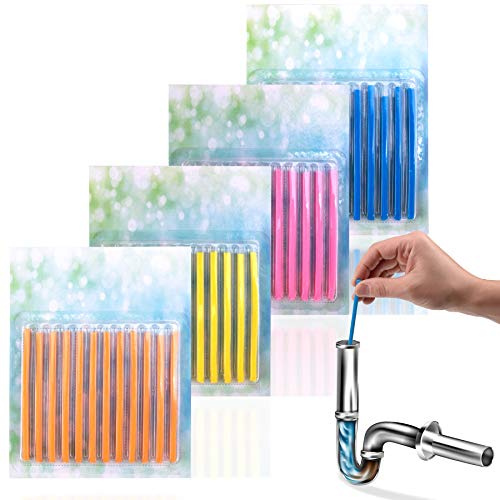 Abflussreiniger Sticks - 48 Abfluss Sticks um Verstopfungen vorzubeugen | Kraftvolle Abfluss Geruchskiller - Erfrischende Abflusssticks für alle Abflüsse - Drainsticks für die Rohrreinigung