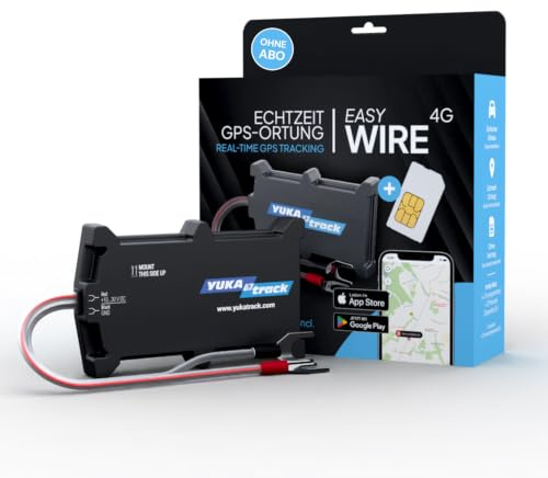 YukaTrack GPS Tracker ohne ABO - easyWire 4G für Auto, Motorrad & Wohnmobil | SIM-Karte & 12 Monate Datenflat inklusive - Live-Ortung europaweit, Fahrtenbuch, Geofencing & Alarme