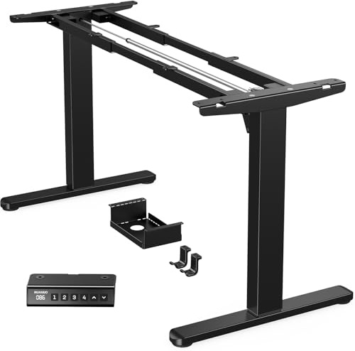 HUANUO Höhenverstellbarer Schreibtisch Gestell mit Bürstenlosem Motor,100 kg Tragfähigkeit Tischbeine Schreibtischgestell Höhenverstellbar für Tischplatten von 110x200cm,Nur Rahmen