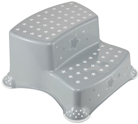 keeeper Stars Zweistufiger Tritthocker, Ab ca. 3 bis ca. 14 Jahre, Anti-Rutsch-Funktion, Igor, Grau