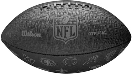Wilson NFL 32 Team Football, Mit Einer Druckverriegelungsblase und klassischer Schnürung, Stilvolles Aussehen, Aus robusten Materialien, Farbe: Schwarz, Offizielle Größe