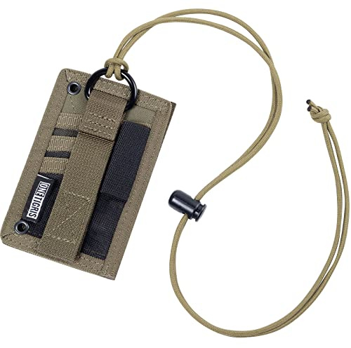 OneTigris Ausweishalter mit Lanyard, 500D Nylon, 3 Kartenfächer | Robuster 500D Nylon Ausweishalter mit 3 Kartenfächern, Stiftschlaufe, Lanyard und MOLLE-Befestigung