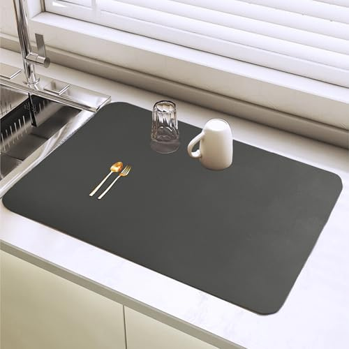 SOQKEEN Kaffeemaschine Unterlage 50x30 cm, Saugstarke Abtropfmatte | Für Kaffeevollautomaten & Abtropfgestelle, schützt vor Wasser- und Kaffeeflecken, rutschfest & leicht zu reinigen