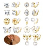 MILACOLATO 9 Pairs Clip Ohrringe Set für Damen und Mädchen Gold und Silber Ohrclips ohne Ohrlöcher mit Zirkonia Perlen und Blumen Designs Hypoallergen Ohrringe