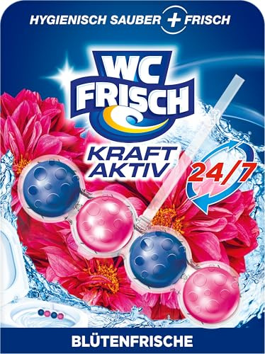 WC Frisch Kraft Aktiv Duftspüler Blüten-Frische (10er Pack), WC-Reiniger für Reinigung bei jeder Spülung, Duftsteine für langanhaltend frischen Duft, + 50 Prozent Anti-Kalk Effekt*