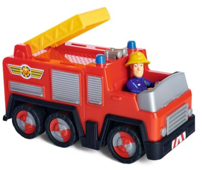Simba 109252505 - Feuerwehrmann Sam Jupiter, kindliche Version, mit Figur 7cm, Spielzeugauto 17cm, Feuerwehrauto, ab 3 Jahren