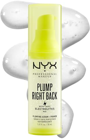 NYX Professional Makeup Primer Gesicht für 24h Feuchtigkeit & Halt, 30ml | Hyaluron, fixiert Make-up für langen Halt ohne Verrutschen, mit Elektrolyten, Primer & Serum, Plump Right Back