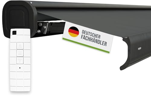 empasa Elektrische Kassettenmarkise 'Classic' Gelenkarmmarkise Markise Sonnenmarkise Sonnenschutz, komplett vormontiert, Farbe:anthrazit, Größe:3 x 2.5 m