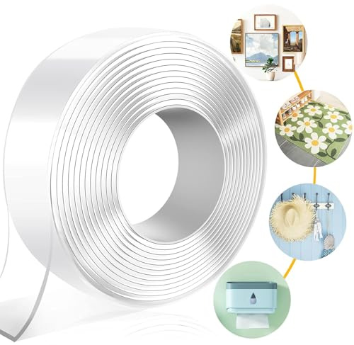 MIMEIMIAI Doppelseitiges Klebeband Extra Stark,3 Meter Klebeband Doppelseitig Transparent Klebepads Abwaschbar Ablösbar Klebestreifen Doppelseitig Spurlos Starker (3M x 3CM x 2MM)