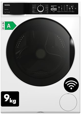 VESTEL WMI 99342 WIFI Waschmaschine 9 kg Frontlader – WLAN-fähig, Inverter-Motor, Energieklasse A, 1400 U/min, Schnellprogramm, leise, App-Steuerung, unterbaufähig, weiß