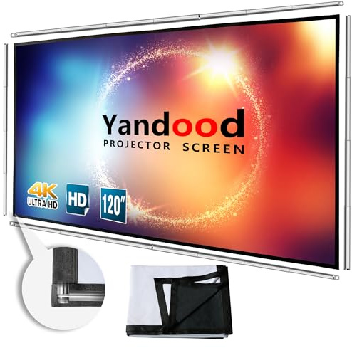 Faltbare Projektor-Leinwand 120 Zoll mit kombiniertem Polrahmen 16:9 HD 4K Anti-Knitter-Schwarze Rückseite Silber tragbare Projektionsleinwand
