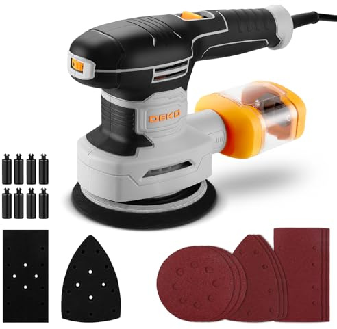 Multischleifer: DEKOPRO Deltaschleifer,Exzenterschleifer 125 mm un Schwingschleifer 3 in 1-6-Speed Electric Schleifmaschine für Holz mit 15pcs Schleifpapier(Grau)