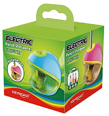 Keyroad Bleistiftspitzer Elektrisch 1 Stück für Kindergarten Vorschule und Schule, KR971783, Blau/ Rosa (sortiert)