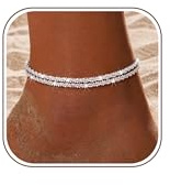 CASSIECA Fußkette Damen Silber 925, Fussketten für Frauen Einstellbar Geschichtet Wasserdicht Fußkettchen Damen Geschichtetes Herz Perlen Tennis Fußkettchen Fußschmuck Silber