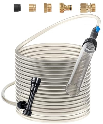 VEVOR Aquarium-Staubsauger, Kiesreiniger für Aquarien, 15 m PVC-Schlauch, Kiesreiniger für Aquarien, Siphon-Aquarienreiniger, 3 Arten von Messingadaptern, zum Reinigen von Kies und Sand im Aquarium